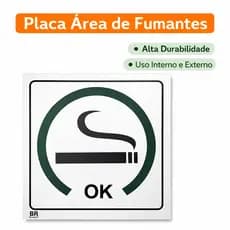 Placa Permitido fumar  Área de Fumantes OK Sinalização  Uso Interno e Externo 15x15