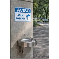 Placa Aviso Água Potável Sinalização Segurança PVC  Parede Interno Externo