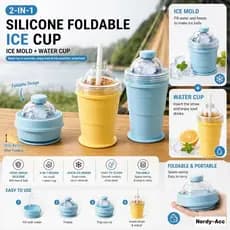 Copo De Gelo Dobrável Silicone De Grau Alimentício 2 Em 1 Molde Garrafa De Água Portátil Viagem Para Acampamento Ao Ar L