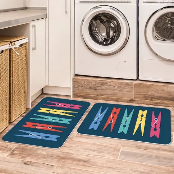 Jogo de Tapetes Lavação 2 Peças Grampo de Roupa DcoreAqui Antiderrapante