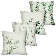 Kit 4 Capas de Almofadas Decorativas Flores e Galhos 45x45 cm