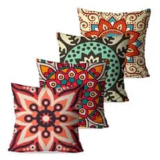Kit 4 Capas de Almofadas Decorativas  Mandalas 45x45 cm