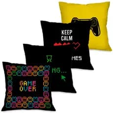 Kit 4 Capas de Almofadas Decorativas Gamer 45x45 cm
