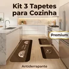 Kit 3 tapetes Decorativos para Cozinha Antiderrapante Coleção.