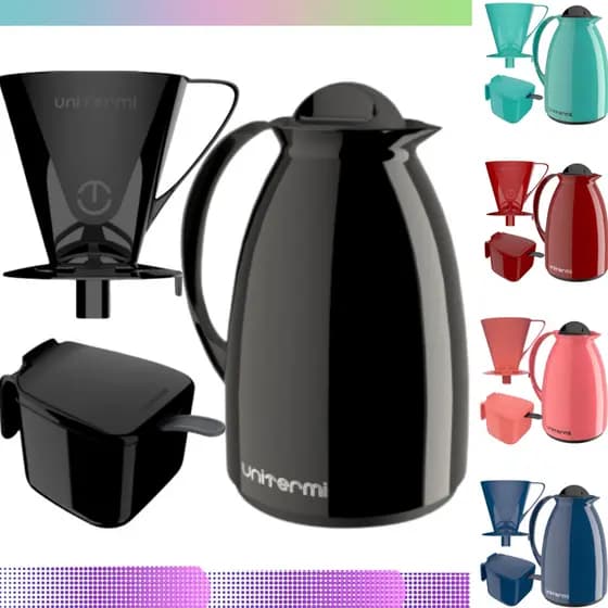 Kit Prático Para Café Garrafa Térmica + Açucareiro 350 ML + Suporte Porta Filtro 102/103 Unitermi