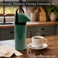 Garrafa Térmica De Mesa 1 Litro de Pressão com alça Ampola de Vidro Verona Unitermi Resistente