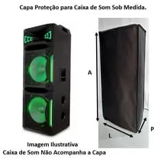 Capa Proteção Para Caixa De Som PCX35000 Medida 125x47x47 cm em TNT Preto Bonito Resistente Antipoeira.