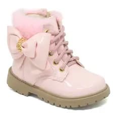 Bota Coturno Infantil Menina verniz Sola Confortável Antiderrapante