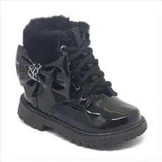 Bota Coturno Feminina Infantil Menina Laço Delicada Sola Tratorada Verniz Confortável Promoção