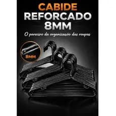 Kit com 100 Cabides Preto 8mm Adulto Reforçado - organizadores para casa e loja