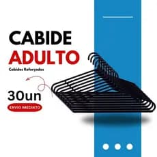 Cabide Adulto 30un Resistente Cabides Preto Para Roupa Loja