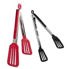 Pegador De Silicone e Inox Para Carne Churrasco Salada Cozinha 23 cm Vazado Top