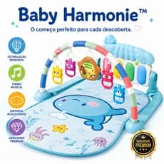 Tapete Musical Bebê com Piano Interativo Baby Harmonie™ Tapete de Atividades Sensorial Educativo Infantil Portátil Azul