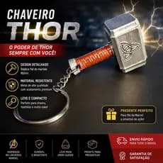 Chaveiro Martelo Thor Mjolnir Impressão 3D Premium Réplica Marvel Colecionável Presente Geek
