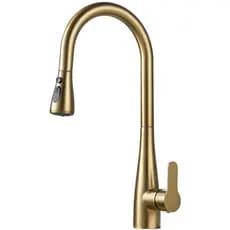 Torneira de Cozinha Ducha Extensível Monocomando Dourada e Cromado Escovada Inox 304
