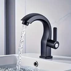 Torneira de banheiro moderna de um único orifício mate bico curvo ergonómico e instalação 7CM/18CM
