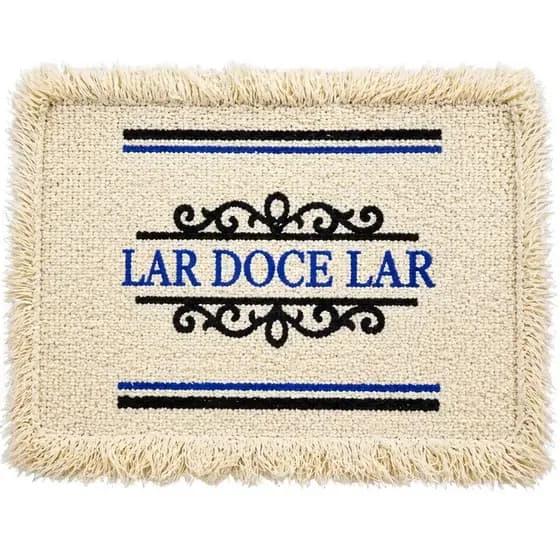 Tapete Algodão Boho Lar Doce Lar Artesanal Rústico 40x60