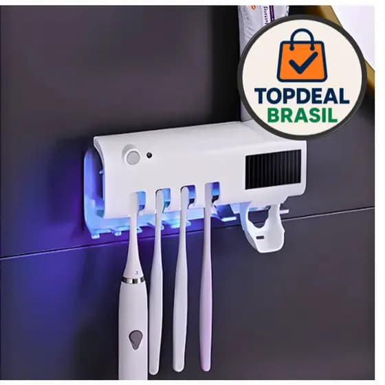 Suporte Dipenser Com Esterilizador UV Porta Escova e Pasta