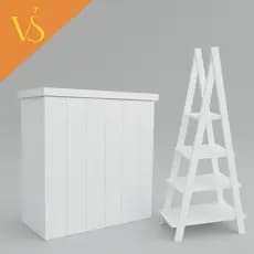 Expositor Pegue e Monte Branco Kit Balcão + Escada para Festas e Eventos MDF 6 MM