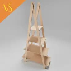 Escadinha Decorativa MDF Cru E Branca 4 Andares para Painéis e Cenários Festa Eventos