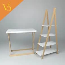 Conjunto Kit Para Festa Cavalete Mesa E Escada Para Decoração Festa MDF Branco