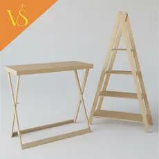 Conjunto Cavalete Mesa Para Festa E Escadinha Para Lembrancinhas E Docinhos MDF Resistente Cru