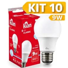 Kit 10 Lâmpadas LED Mundilux/KIAN 9W Bulbo Cor Branco Frio 6500K Alta Potência