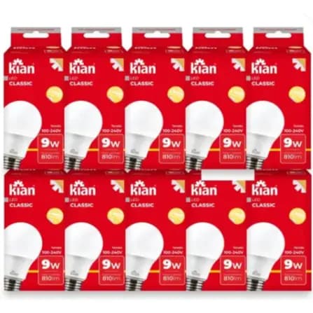 Kit 10 Lâmpada 9W 3000k Bivolt Kian