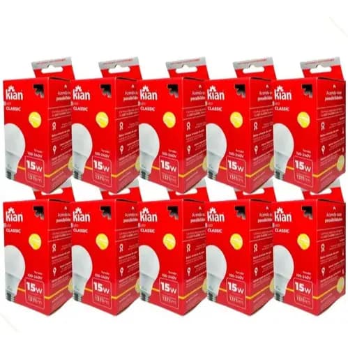 Lâmpada Pera 15W 3000K Branco Quente Bivolt Kit C/ 10