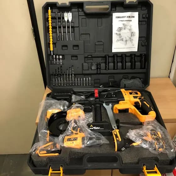 Kit Multifuncional Ferramentas 4 Em 1/Parafusadeira Furadeira Martelete Sds Plus Esmerilhadeira Chave De Impacto Pneumat