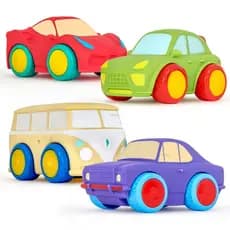 Carrinhos Infantil Vinil Macio Baby Soft Cars Mordedor Com Rodinhas Livres Borracha - Puff Toys