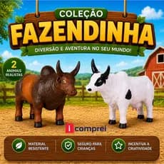 Kit Farm Touro + Vaca Animais Da Fazenda Fazendinha Em Vinil Macio Brinquedo Infaltil