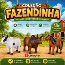 Kit Farm Touro + Vaca + Cavalo Animais Da Fazenda Fazendinha Em Vinil Macio Brinquedos Infatil