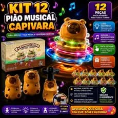 kit 12 Pião Musical com Lançador Automático som e Luz Laser Labubu