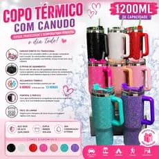 ✨🥤 GARRAFA TÉRMICA INOX 1200ML COM BRILHOS – ESTILO, LUXO E PRATICIDADE! 🥤✨
