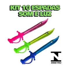 ⚔️🌈 KIT 10 ESPADAS TUBARÃO SOM E LUZ 40CM INTERATIVA MENINOS E MENINAS