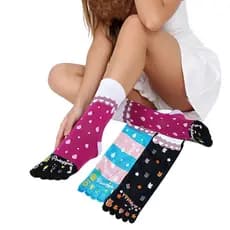Meia 5 Dedinhos Separados Tamanho Juvenil Adulto: Kit 3 Pares Feminino