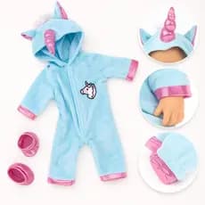 Macacão Fantasia Unicórnio 45 cm para Bebê Reborn – Toque Macio 70% Algodão Roupinha de boneca Roupa