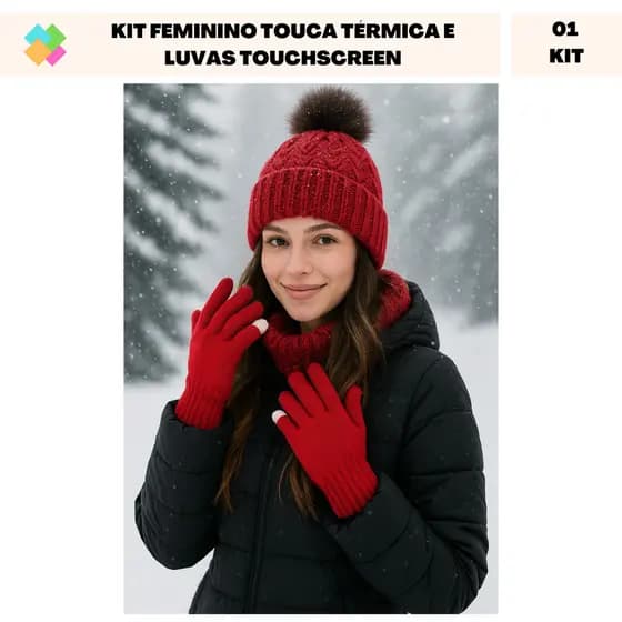 Kit Inverno Feminino Touca Térmica e Luvas Touchscreen - Estilo, Conforto e Funcionalidade