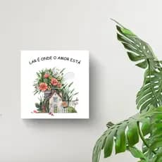 Quadro Azulejo Decorativo “Lar é onde o amor está” com Suporte Incluso