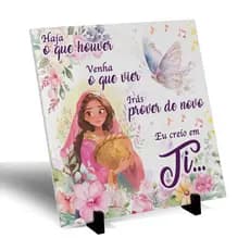 Azulejo Decorativo Trecho de Música Cristã Gospel | Cerâmica Brilhante 15x15 ou 20x20 cm com Suporte