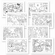 Livro de Colorir Capivaras - 41 Desenhos em Folhas Soltas A5 | Papel Offset 180g