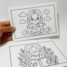 Miolo de Livro para Colorir Cristão A5 – 36 Desenhos de Jesus em Folhas Soltas Offset 180g