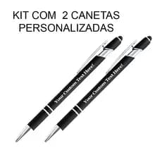 Kit 2 Canetas Touch Personalizadas A Laser com Sua Marca Assinatura Nome