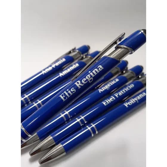 Kit 2 Canetas Azuis Touch Personalizadas A Laser com Sua Marca Assinatura Nome
