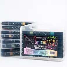 Caneta Marcadora acrílica Glitter Metalizada Ponta Dupla para Colorir Brilhante 24 Cores