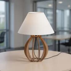 Abajur De Mesa Mdf Modelo Bola Luminária Marron Mdf Sala Quarto Criado Escritório