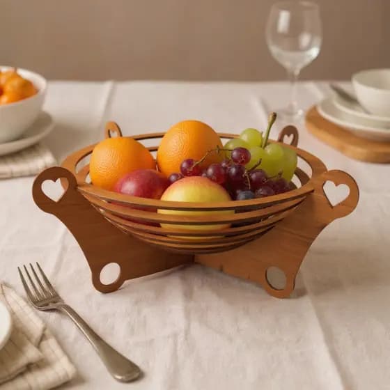 Fruteira Organizador Cozinha Multiuso Cesto de Mesa Frutas Ovos Madeira mdf