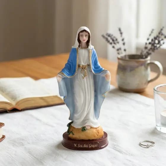 Imagem Nossa Senhora Das Graças 15 Cm - Santa de Resina - Lembrancinha Dia Das Mães