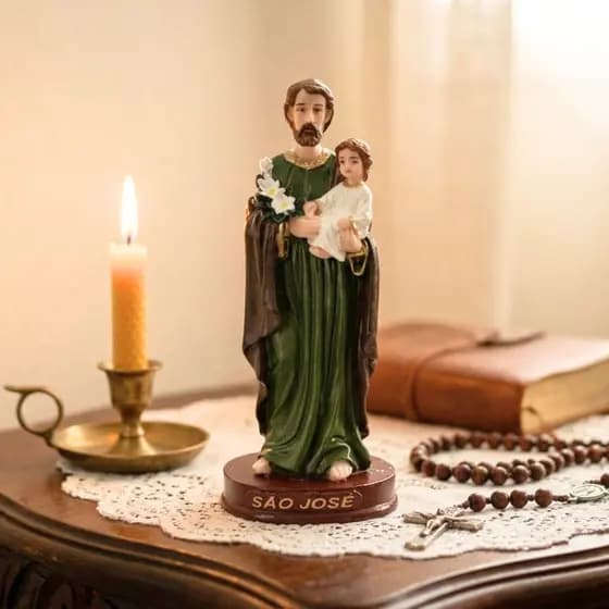 São José Com Menino Jesus 15 Cm - Imagem De Resina - Presente dia das Mães